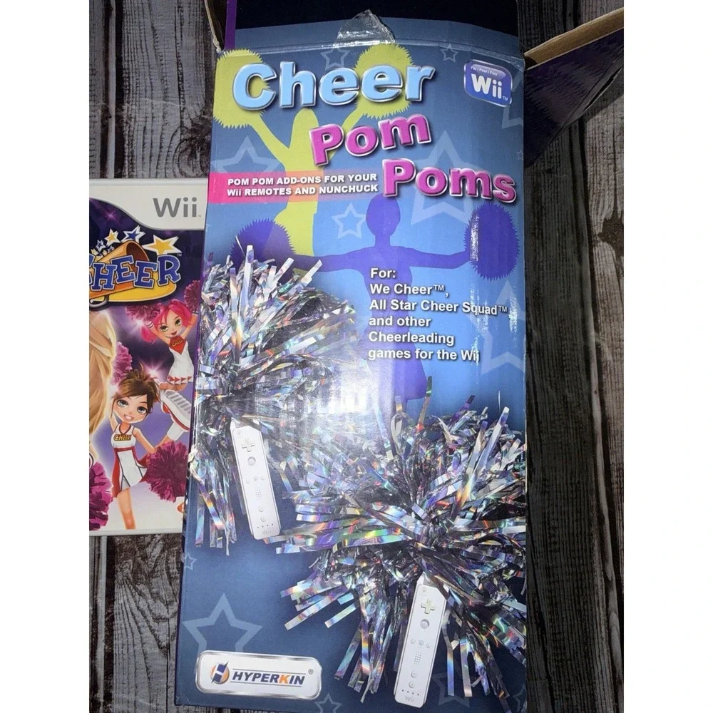 We Cheer Wii Nintendo Game Complete + Cheer Pom Pom Controller Bundle